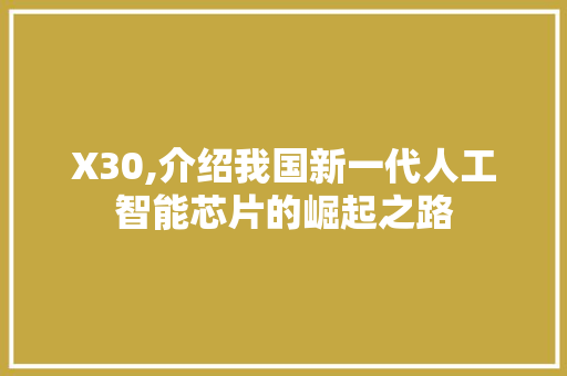 X30,介绍我国新一代人工智能芯片的崛起之路 百度算法