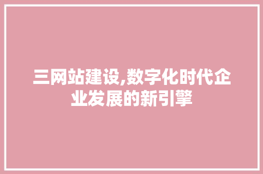 三网站建设,数字化时代企业发展的新引擎