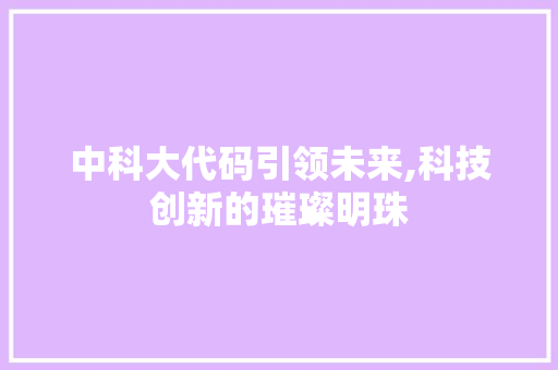 中科大代码引领未来,科技创新的璀璨明珠 seo技术