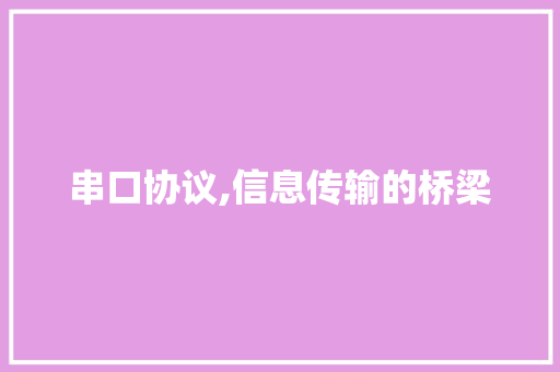 串口协议,信息传输的桥梁