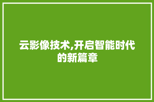 云影像技术,开启智能时代的新篇章 搜狗优化
