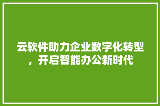 云软件助力企业数字化转型，开启智能办公新时代 AI技术学习
