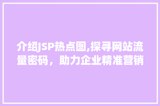 介绍JSP热点图,探寻网站流量密码，助力企业精准营销 百度算法