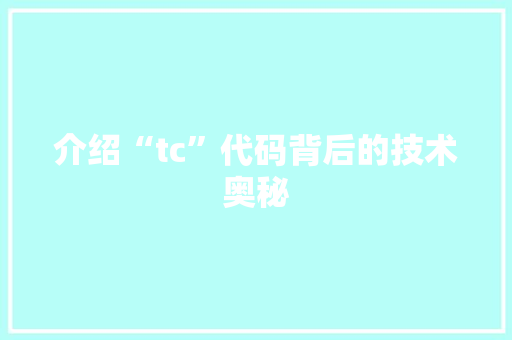 介绍“tc”代码背后的技术奥秘 网站优化