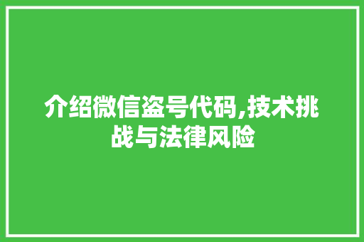 介绍微信盗号代码,技术挑战与法律风险