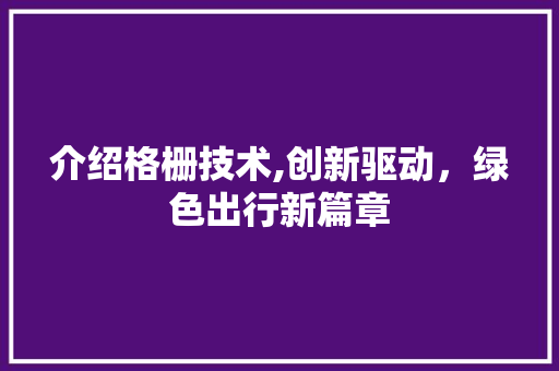 介绍格栅技术,创新驱动，绿色出行新篇章 360搜优化