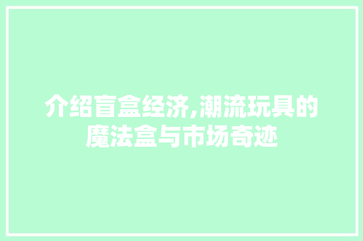 介绍盲盒经济,潮流玩具的魔法盒与市场奇迹