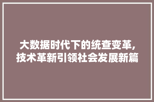 大数据时代下的统查变革,技术革新引领社会发展新篇章 百度算法