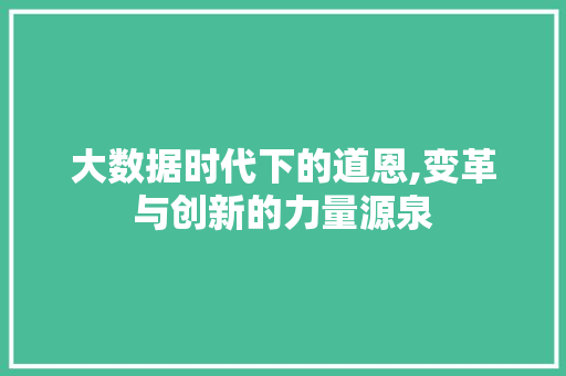 大数据时代下的道恩,变革与创新的力量源泉 AI技术学习
