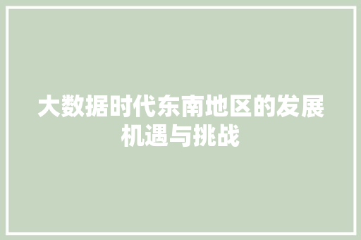 大数据时代东南地区的发展机遇与挑战