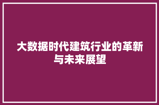 大数据时代建筑行业的革新与未来展望 seo技术