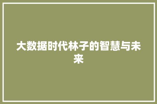 大数据时代林子的智慧与未来