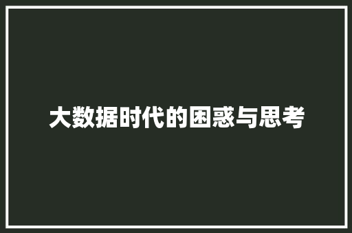 大数据时代的困惑与思考 网站开发