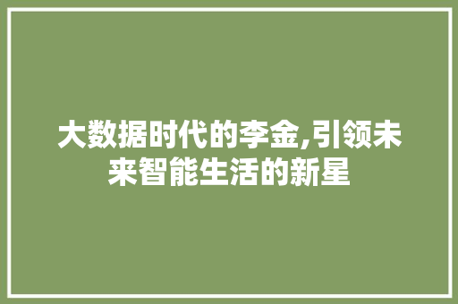 大数据时代的李金,引领未来智能生活的新星 网站开发
