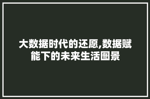 大数据时代的还愿,数据赋能下的未来生活图景 头条优化