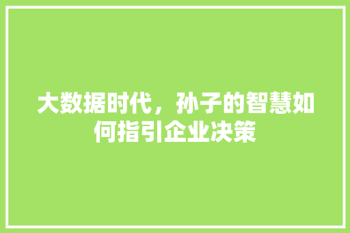 大数据时代，孙子的智慧如何指引企业决策 搜狗优化