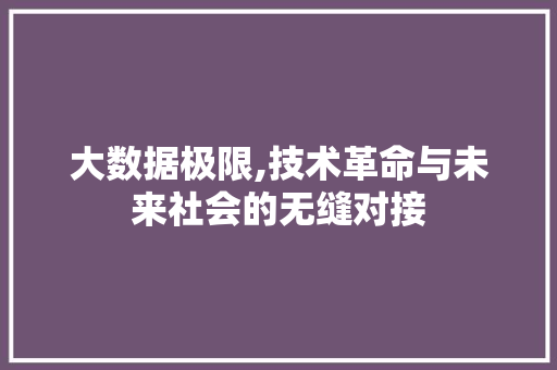 大数据极限,技术革命与未来社会的无缝对接 AI技术学习