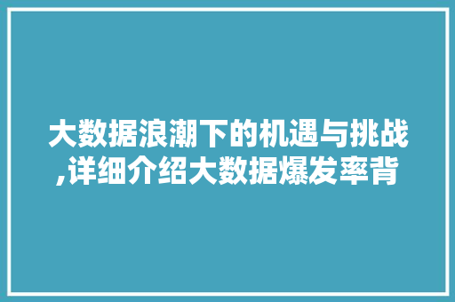 大数据浪潮下的机遇与挑战,详细介绍大数据爆发率背后的秘密 seo技术
