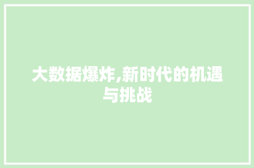 大数据爆炸,新时代的机遇与挑战 百度算法