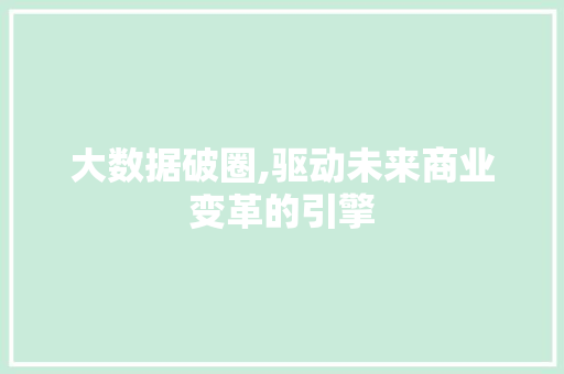 大数据破圈,驱动未来商业变革的引擎 360搜优化