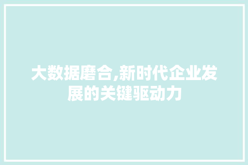 大数据磨合,新时代企业发展的关键驱动力 搜狗优化