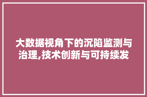 大数据视角下的沉陷监测与治理,技术创新与可持续发展 360搜优化