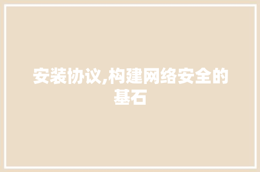 安装协议,构建网络安全的基石 小程序开发