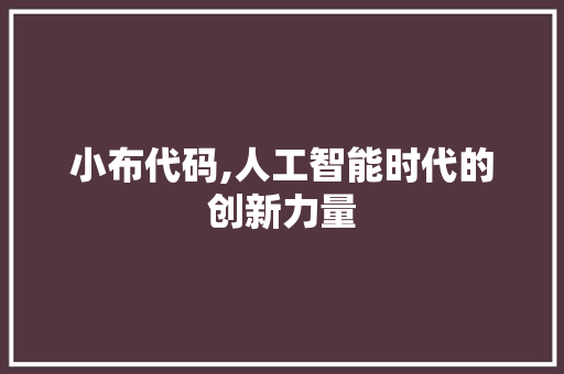 小布代码,人工智能时代的创新力量 网站优化