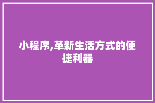 小程序,革新生活方式的便捷利器