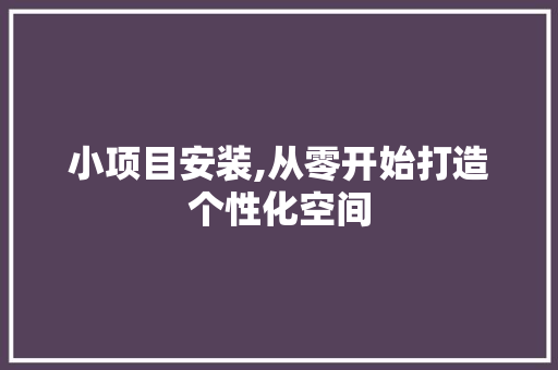 小项目安装,从零开始打造个性化空间