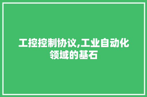 工控控制协议,工业自动化领域的基石 AI技术学习