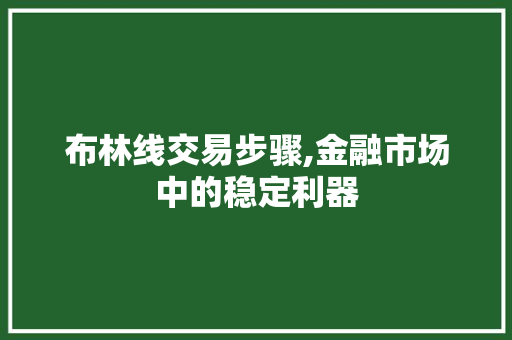 布林线交易步骤,金融市场中的稳定利器