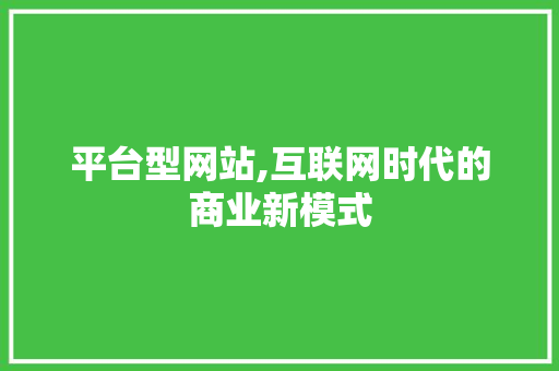 平台型网站,互联网时代的商业新模式