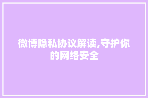 微博隐私协议解读,守护你的网络安全
