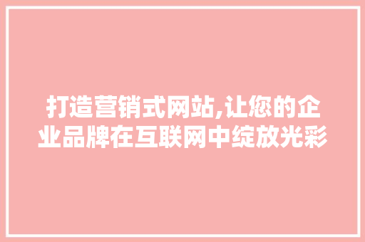 打造营销式网站,让您的企业品牌在互联网中绽放光彩