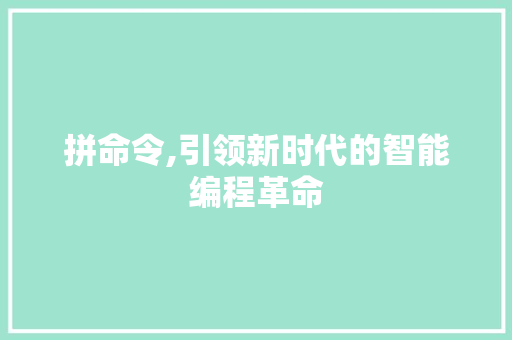 拼命令,引领新时代的智能编程革命 seo技术