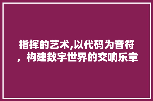 指挥的艺术,以代码为音符，构建数字世界的交响乐章