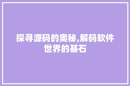 探寻源码的奥秘,解码软件世界的基石 AI技术学习
