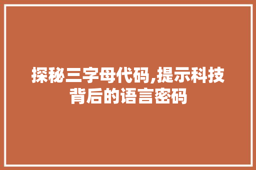 探秘三字母代码,提示科技背后的语言密码
