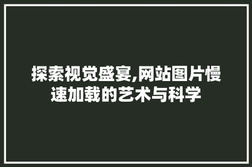 探索视觉盛宴,网站图片慢速加载的艺术与科学