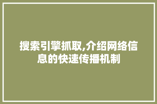 搜索引擎抓取,介绍网络信息的快速传播机制