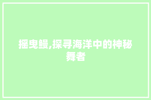 摇曳鳗,探寻海洋中的神秘舞者