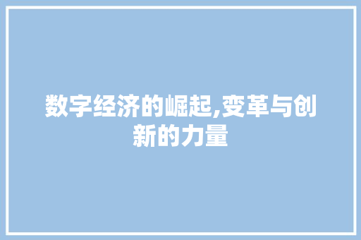 数字经济的崛起,变革与创新的力量