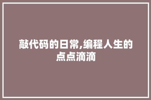 敲代码的日常,编程人生的点点滴滴