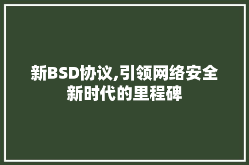 新BSD协议,引领网络安全新时代的里程碑 头条优化