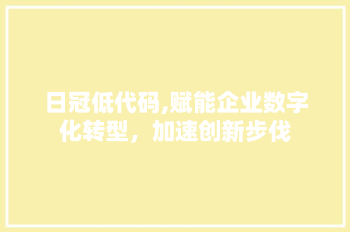 日冠低代码,赋能企业数字化转型，加速创新步伐 搜狗优化