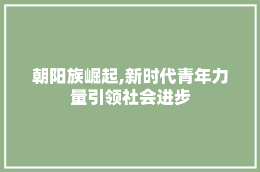 朝阳族崛起,新时代青年力量引领社会进步
