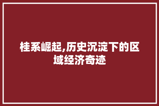桂系崛起,历史沉淀下的区域经济奇迹