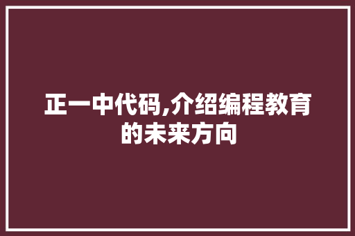 正一中代码,介绍编程教育的未来方向