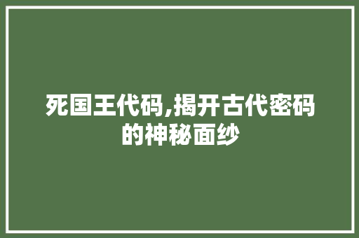 死国王代码,揭开古代密码的神秘面纱